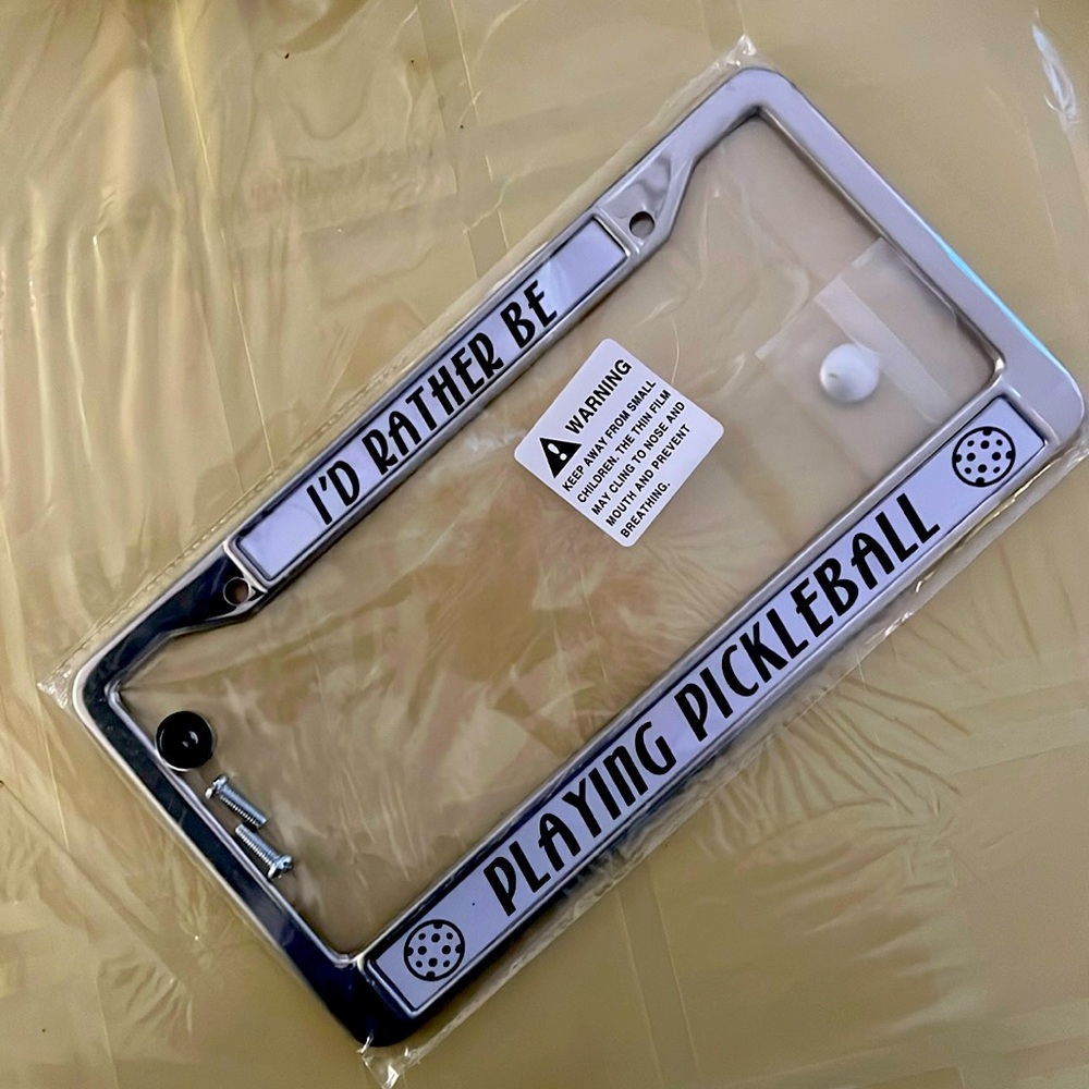 I’D RATHER BE PLAYING PICKLEBALL LICENSE PLATE FRAME